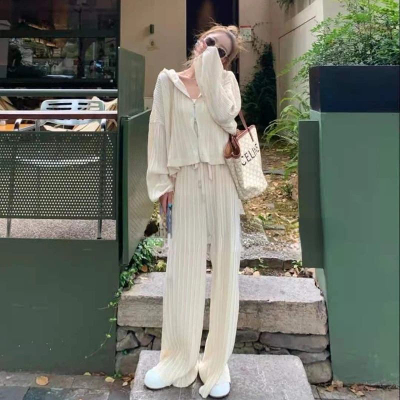 

Women Suits Summer Vintage Shirts Pockets Blouse T-shirt and Wide Leg Pants Suit Ladies Casual Loose Outfits Two Piece Set G508