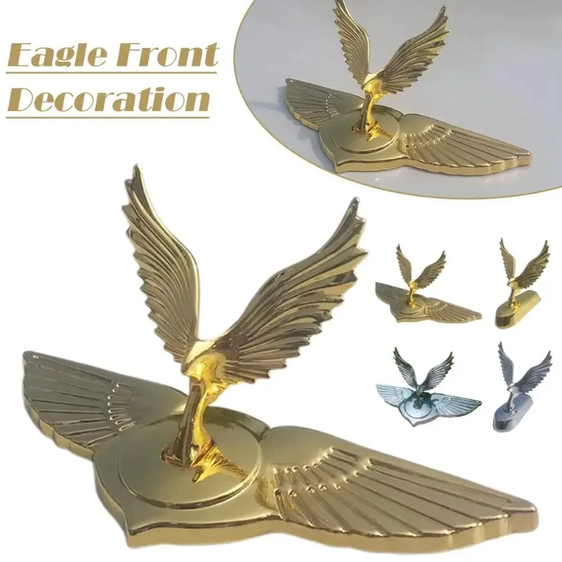 

Metal Car with Wings Attached Eagle Engine Hood 3D Eagle Emblem Modification Badge Logos for Decor Accessories
