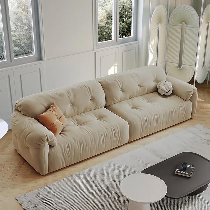 Cream Clouds Reclining Sofa Straight 3 Seat Modern Cloth Adult Couch Tiny House Relax Canape Reading Salon Interior Decorations