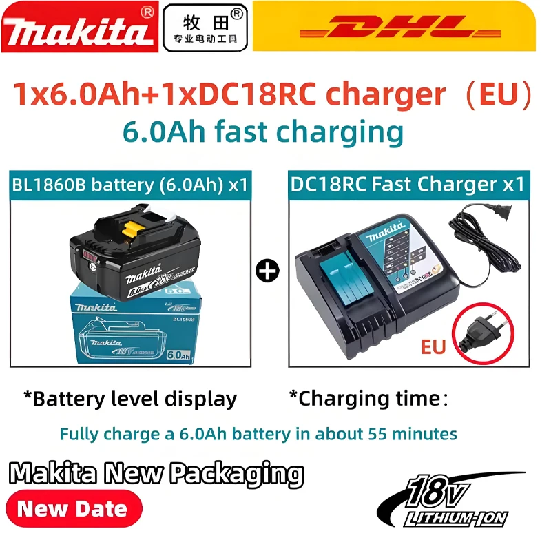 

♣️Genuine Makita 6Ah for Makita 18V Battery BL1860B BL1840 BL1830B BL1850B BL1850 BL1860 BL1815 Replacement Lithium Battery