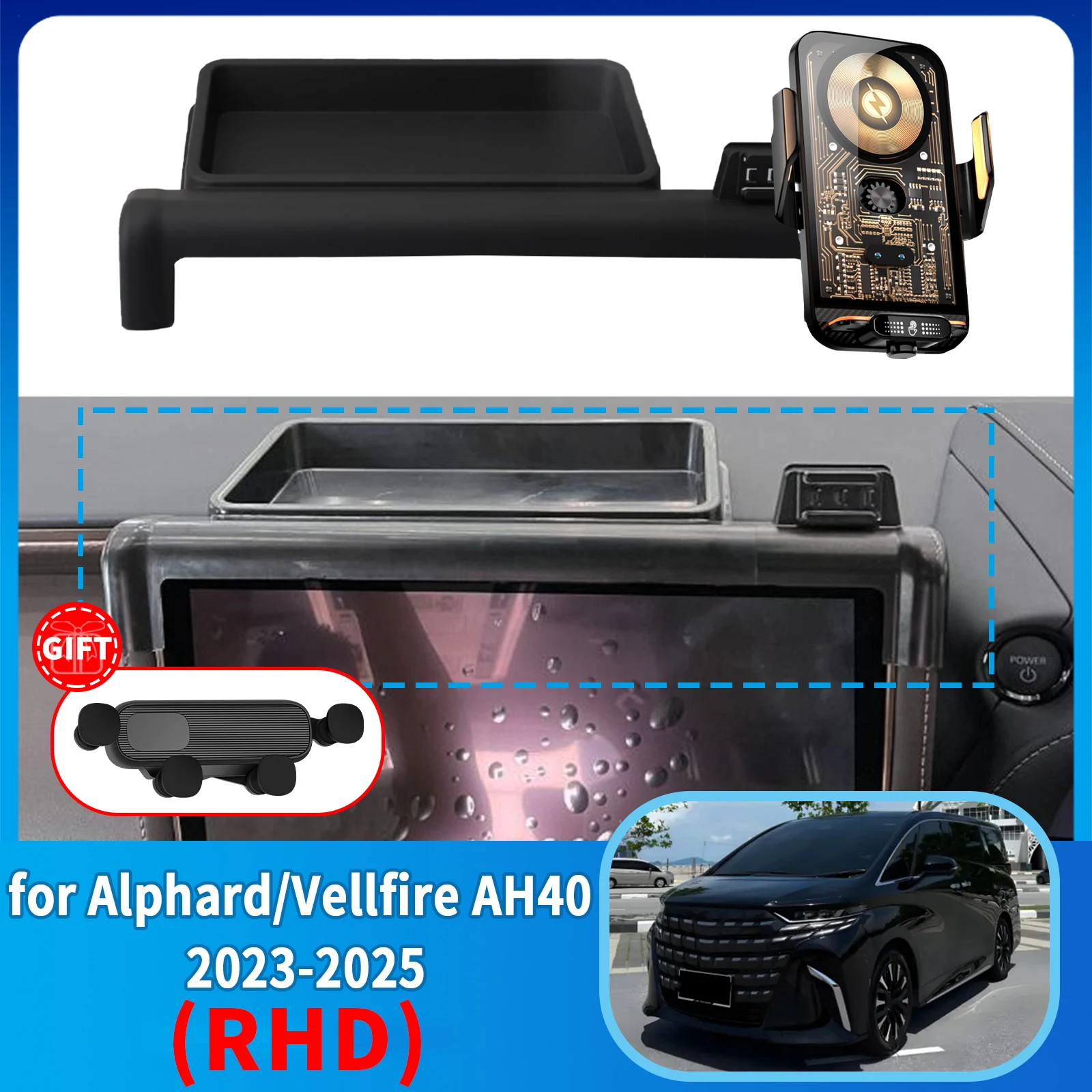

for Toyota Alphard Vellfire 40 AH40 2023 2024 2025 RHD ​​​​​​Anti-Shake Screen Base Phone Holder Mount Stand ​​ Dedicated Car​​