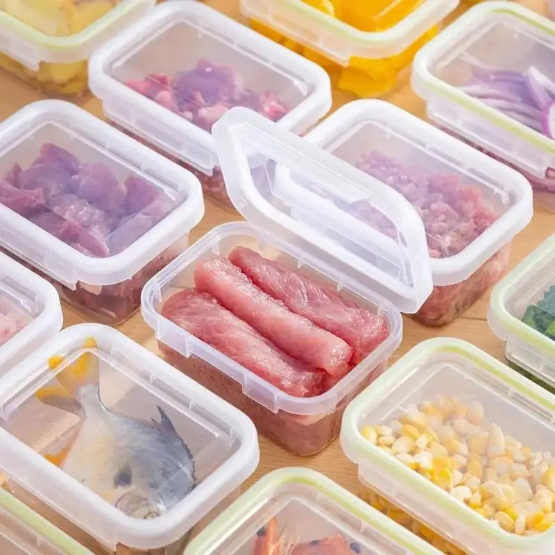 New Portable Food Storage Box With Single Snap-On Cover Compartments Sub-Packed Meat Onion Ginger Refrigerator Freezer Organizer