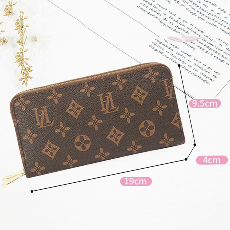 

Простой и стильный женский кошелек в европейско-американском ретро-стиле, вместительный, с множеством отделений для карт, многофункциональный клатч, кошелек с двойной молнией.