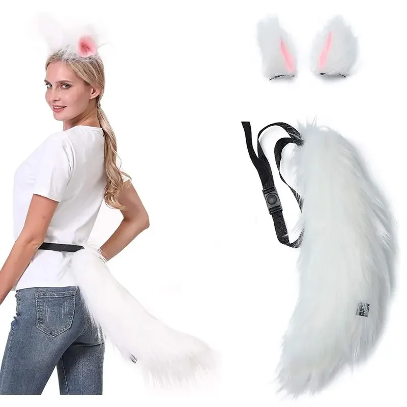 Femmes filles enfants adulte fausse fourrure chat renard loup queue en fourrure et pince oreilles pour Halloween fête Costume accessoires Cosplay accessoire