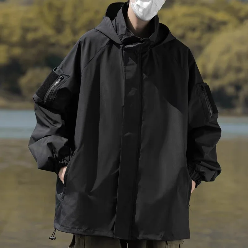 

EiAO Jacket American Outdoor Hoodie Men Women Detachable Velcro Waterproof Windproof Streetwear for Hiking Camping Fishing 2025