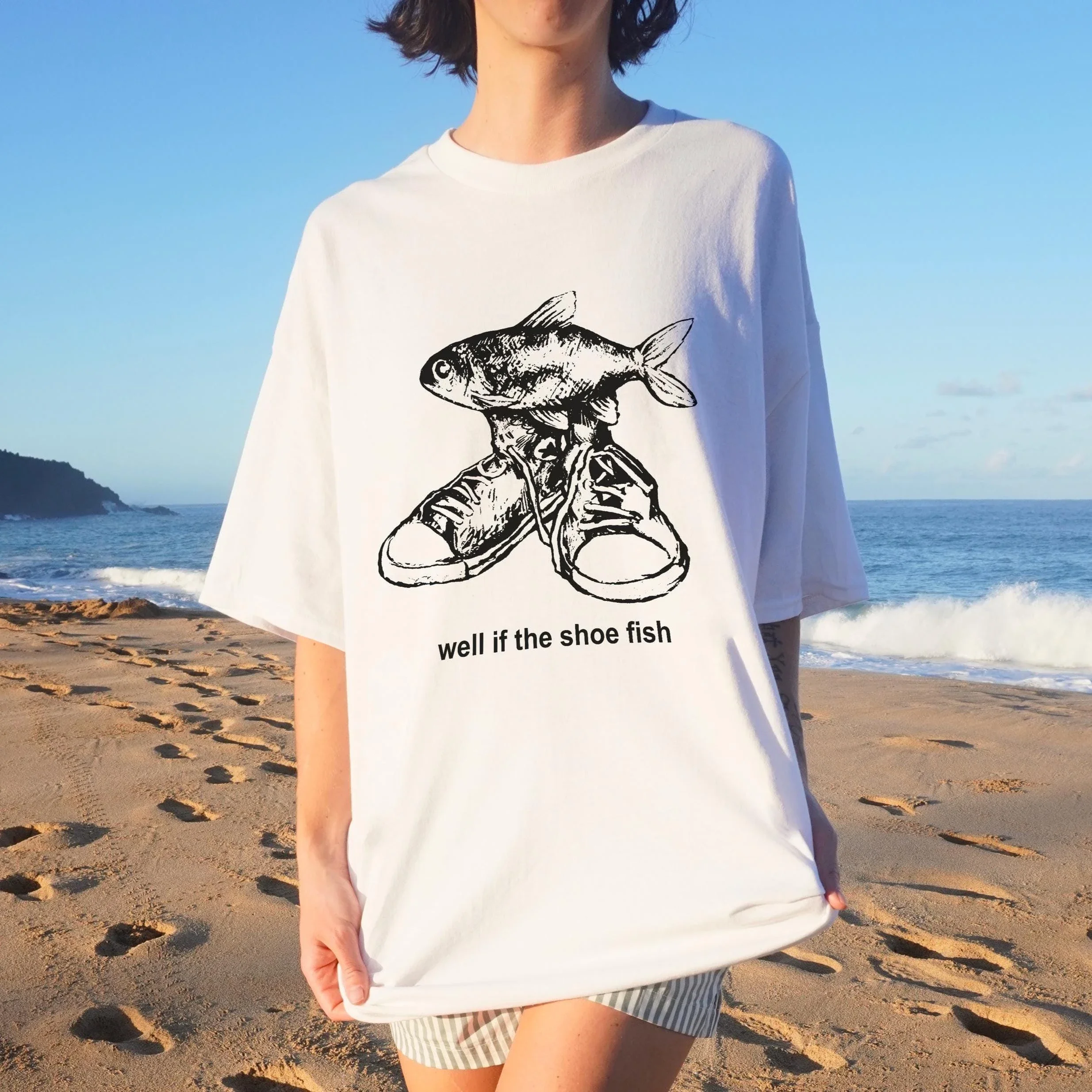 Shoe Fish Cursed T-Shirt Y2K Tee Funny Bass TShirt Ironic Meme Shirts That Go HaWeirdcore Oddly Specific Tee Y2K 90s  Shirt