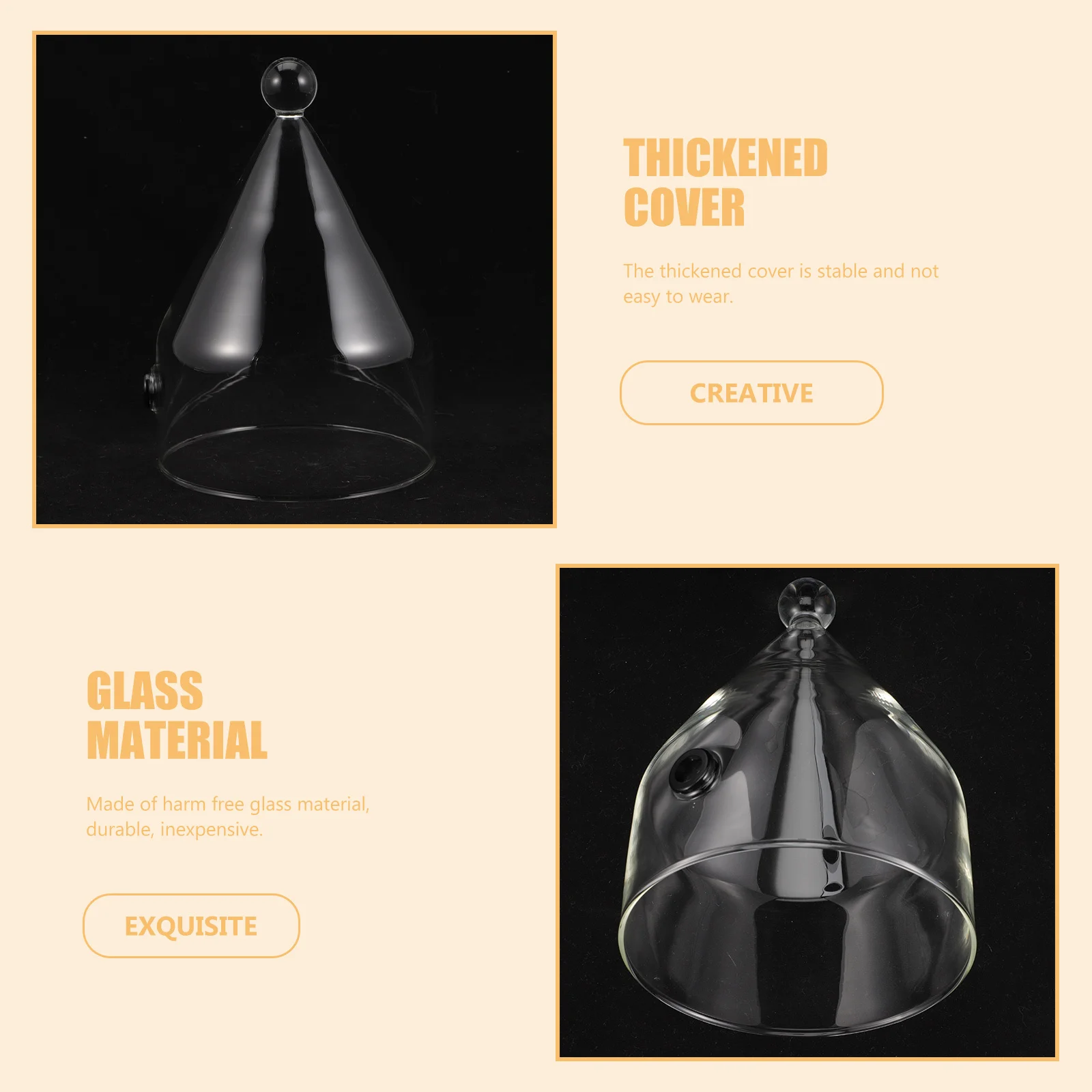 

Transparent Thickened Glass Smoke Cover Cooking Cloche Dome for Food Display Cake Bread Protective Kitchen Cover