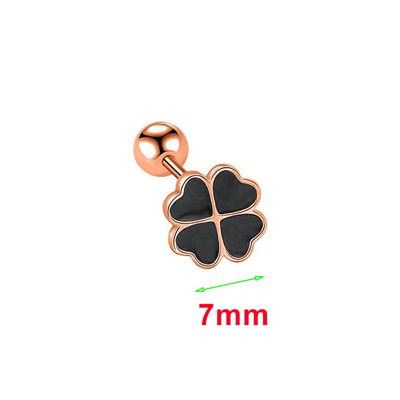 1 Piece 925 Sterling Silver Cute Black Heart Clover Plant Stud Earrings for Women Cute Fine Jewelry Minimalist Accessories