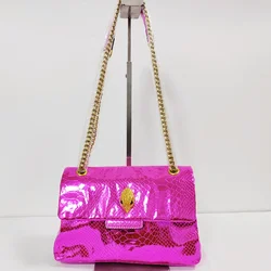 Nuovi arrivi borsa da donna borsa da donna in pelle di serpente dipinta colorata con icona in metallo aquila sulla borsa a tracolla con patta sul davanti