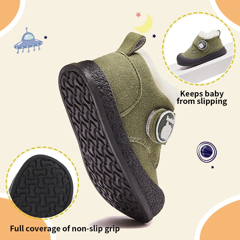 أحذية الثلوج الشتوية للأطفال الصغار من عمر 1-3 سنوات، أحذية خارجية مضادة للانزلاق مع بطانة من الفرو الصناعي القطيفة، خفيفة الوزن ودافئة للأولاد #3