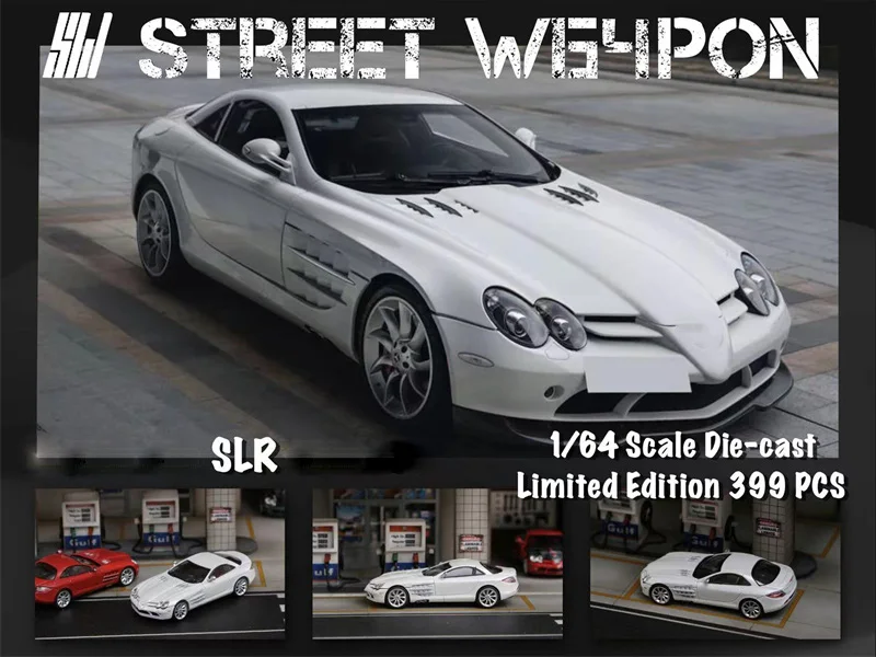 

Street Weapon 1:64 SLR Removable Engine Hood pearl white Diecast Model Car