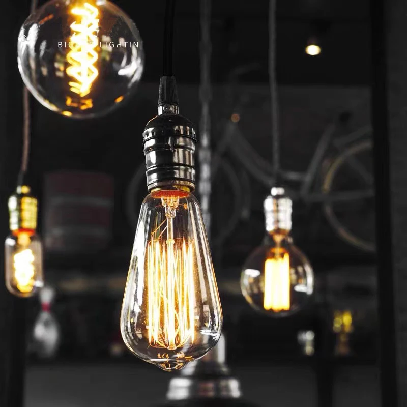 Brass Lamp Holder Industrial Style Vintage Decoration DIY E27 Pendant Lamp Holder Indoor With Switch Edison Pendant Light