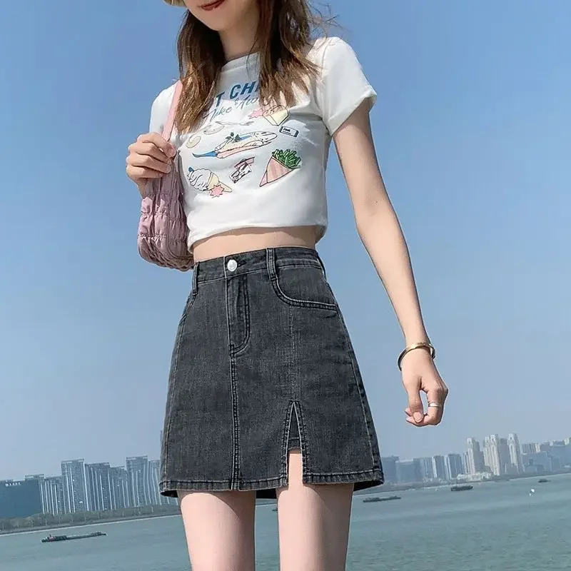 

Wrap Blue Tight Pants Female Jeans Skirts Chorts Y2k Vintage Korean Fashion High Quality Cheap Casual Women's Denim Skirt Black