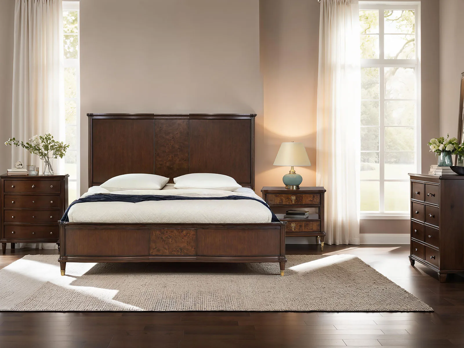 # Style Adjustable Soft Bed 1pc Queen Size Dark Cherry Finish Panel Bedframe With Gold-Capped Legs