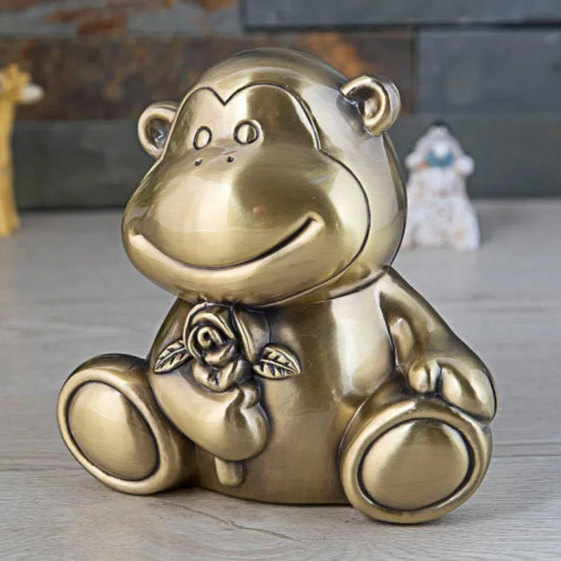 Cartoon Monkey  Antique petwer /Bronze Metal Coin Holders Money Saving Box For Kids Coin purse For Chirldren Money Storage PB035