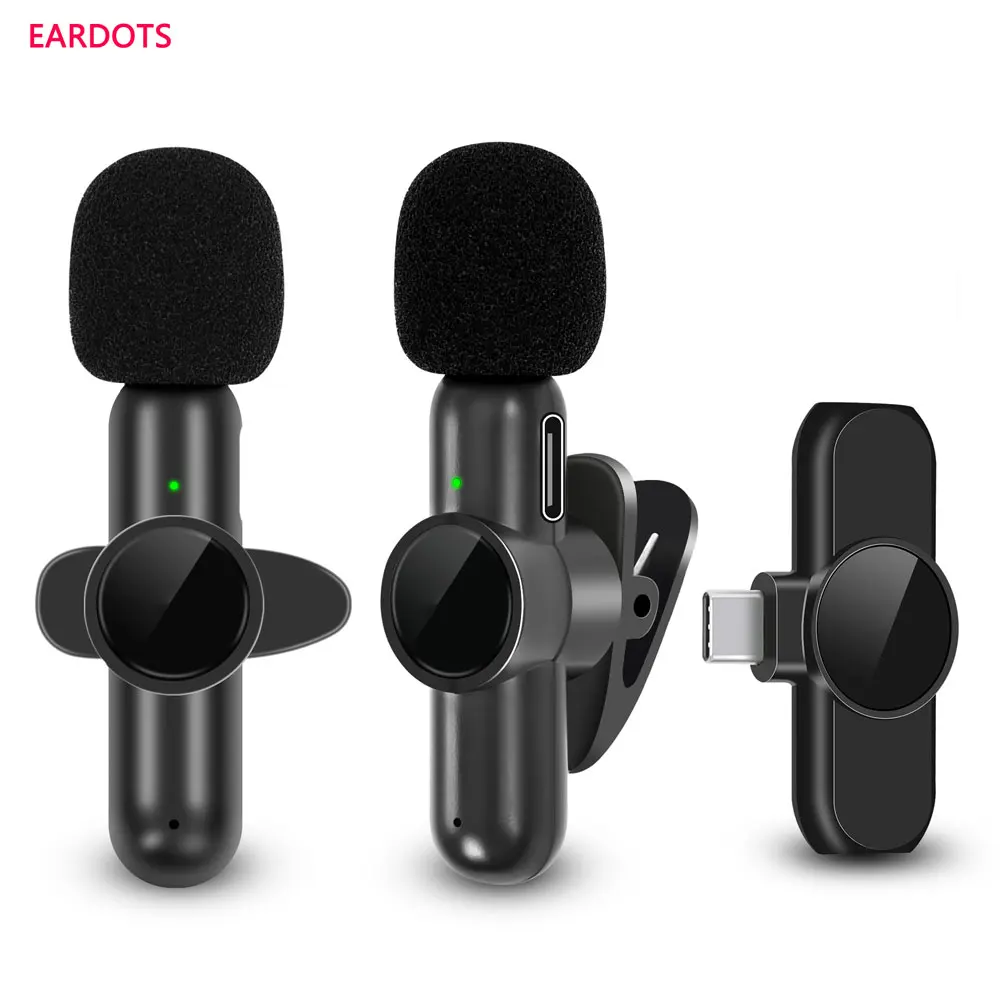 Wireless Lavalier Microphone Portable Audio Video HD Recording Mic For iPhone Android Notebook PC Live Gaming Mobile Phone Mic
