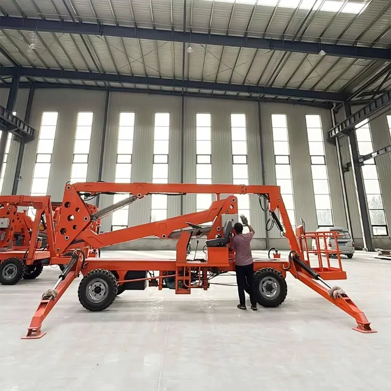 Hydraulic 16m Spider Telescopic Elevator Curved Arm Articulated Platform Boom Elevator Rated Load 200Kg