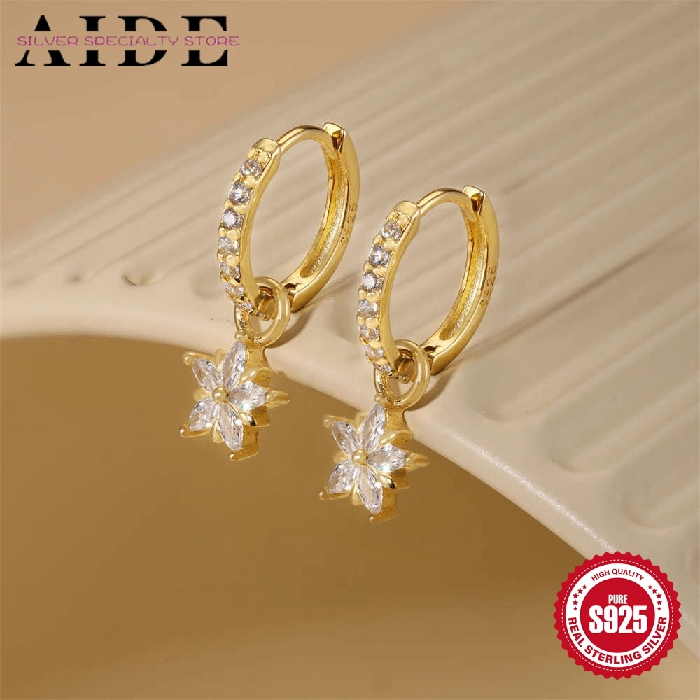 

AIDE 925 Sterling Silver Classic Fashionable Snowflake Zircon Pendant with Detachable Flowers For Women INS Fine Jewelry Gifts