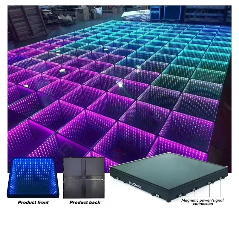 Wireless DMX Magnet LED Light Led Wedding Party Event Fiestas 3D Infinity Mirror Piso Portable Led Dance Floor For Wedding Party
