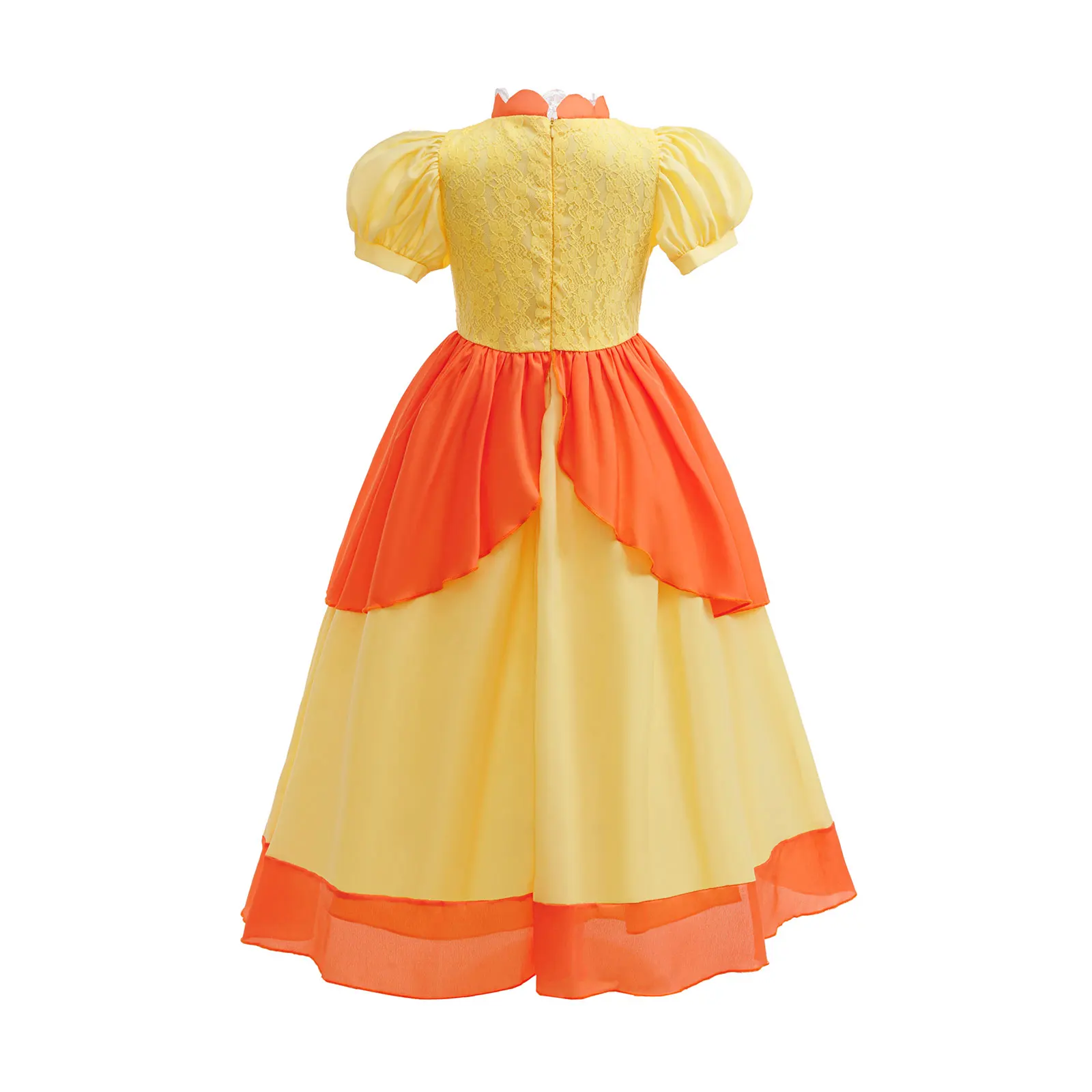 Mädchen Gelbes Spitzen-Prinzessinnenkleid Gänseblümchen Rollenspiel Pfirsich-Kostüm Klempner-Partner Abenteuer Galaxie Film Cosplay Kleidung Ballkleid – Detail 3