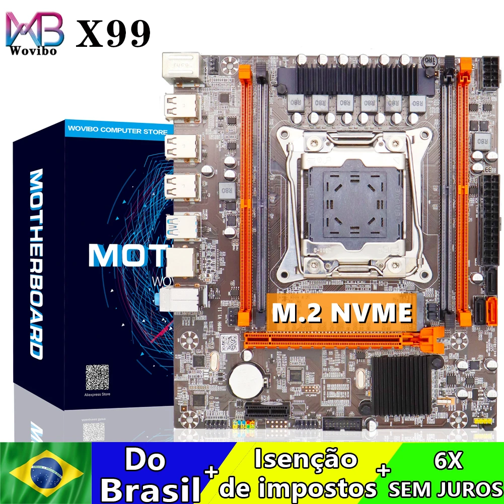 Placa-mãe X99 Sata Iii M.2 Nvme Ssd, Memória Ddr4, Usb 2011, Intel Drive for I7 Xeon E5 Cpu Motherboard