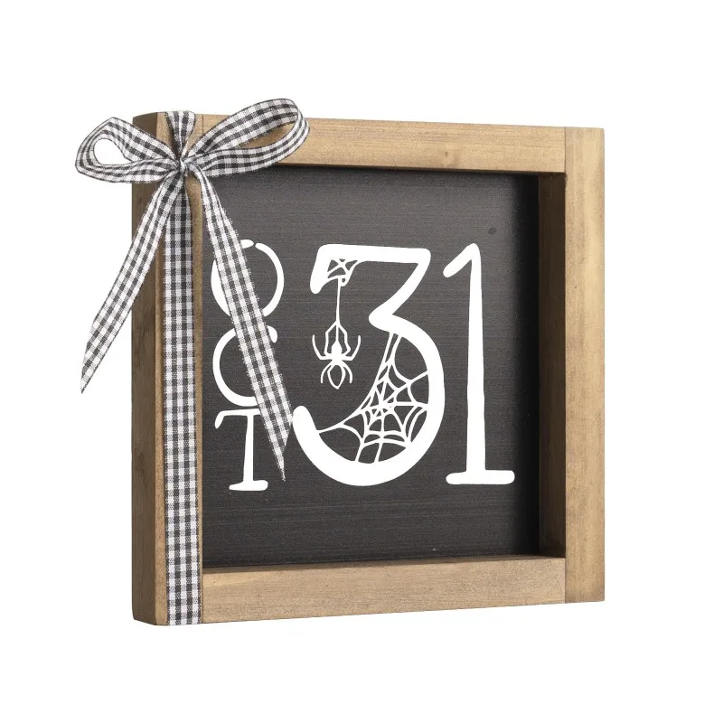 

Halloween Wooden Sign, October 31 Tiered Tray Wooden Decor, Tables Centerpieces Wood Signage Indoor Home Rustic Wall Shelf