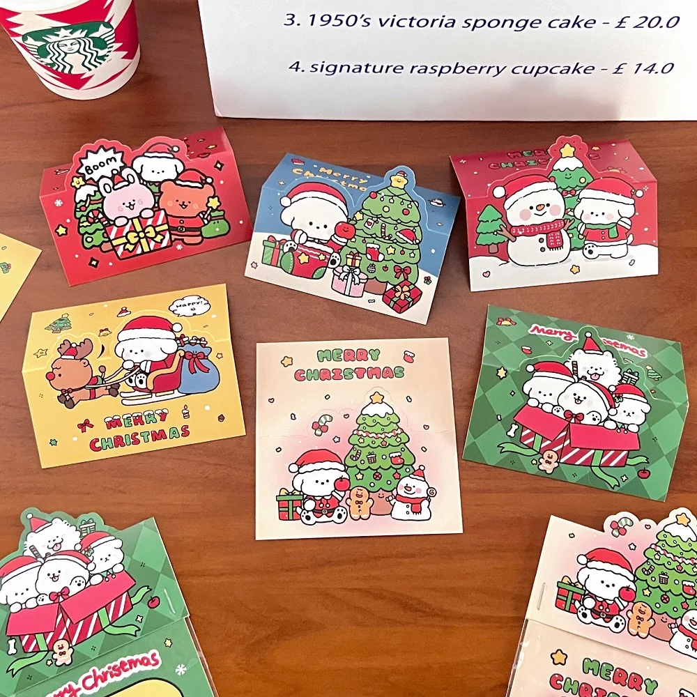 20 Sets Christmas Card Head Back Card Packaging Bottom Card Cute Cartoon Packaging Small Cardboard Mailing Card Greeting Card