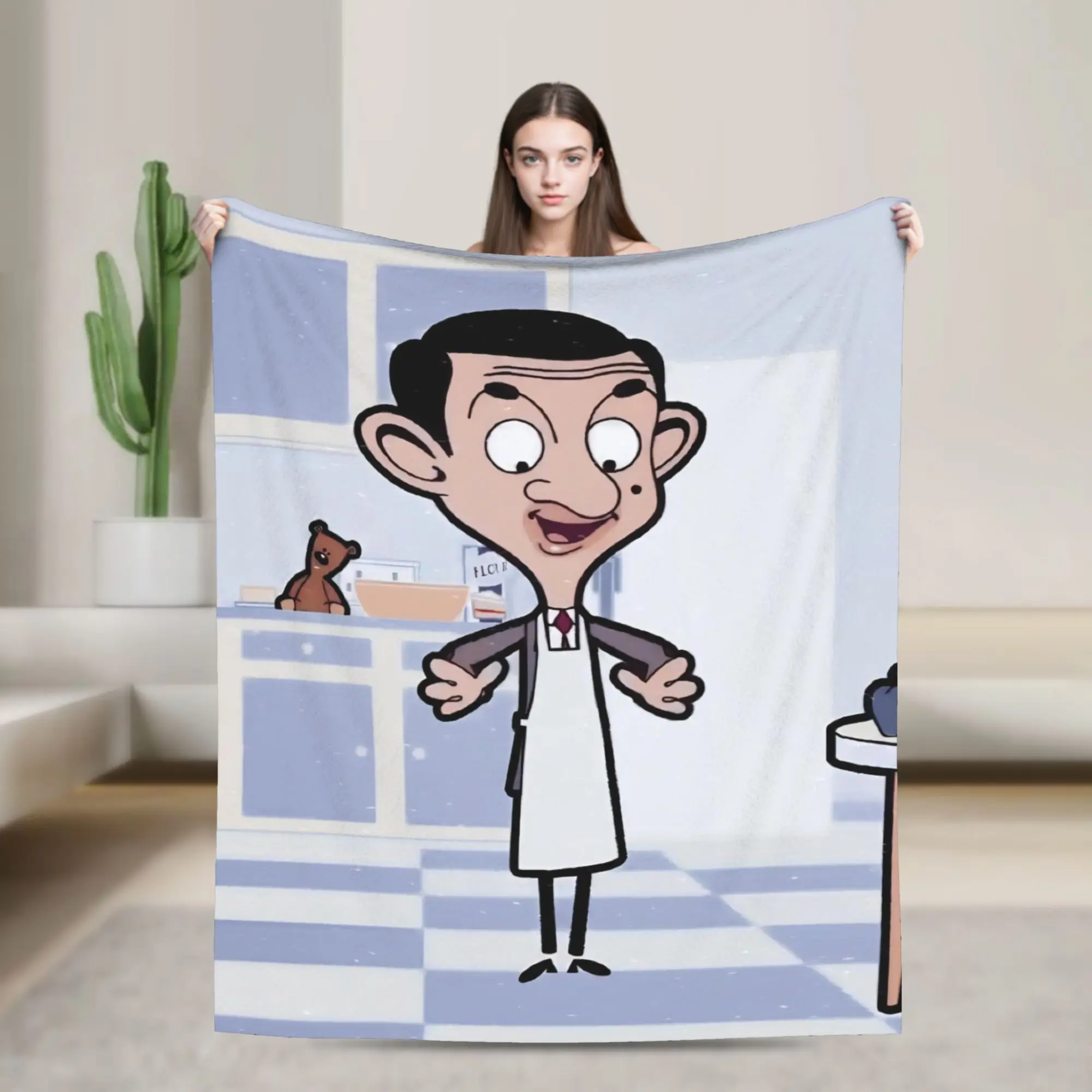 Funny Mr. Beans Blankets  Plush Throw Blankets Summer Air Conditioning Personalised Soft Warm Bedsprea,