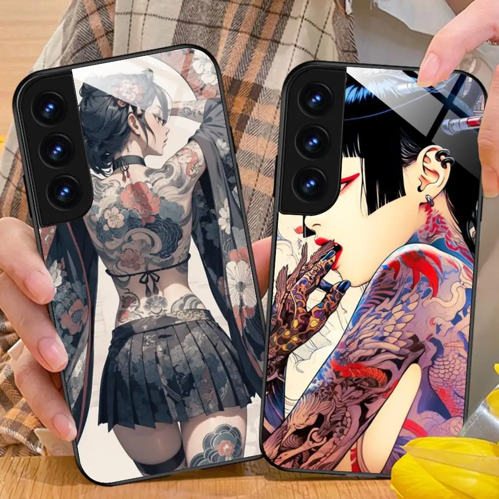 Fashion Tattoo Girl Phone Case for Samsung Galaxy S26 S25 S24 S23 S22 S21 S20 Note20 Plus FE Ultra Glass Protective Cover