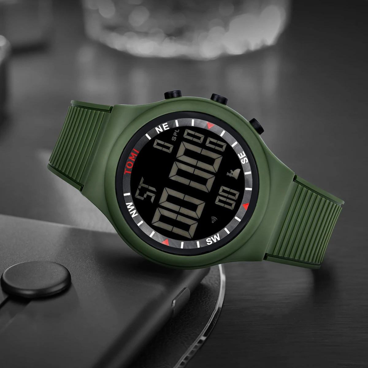 TOMI Men Night Light Digital Electronic Watch Fashion Simple Multi functional Outdoor Military Men Sports Watch Student Watch