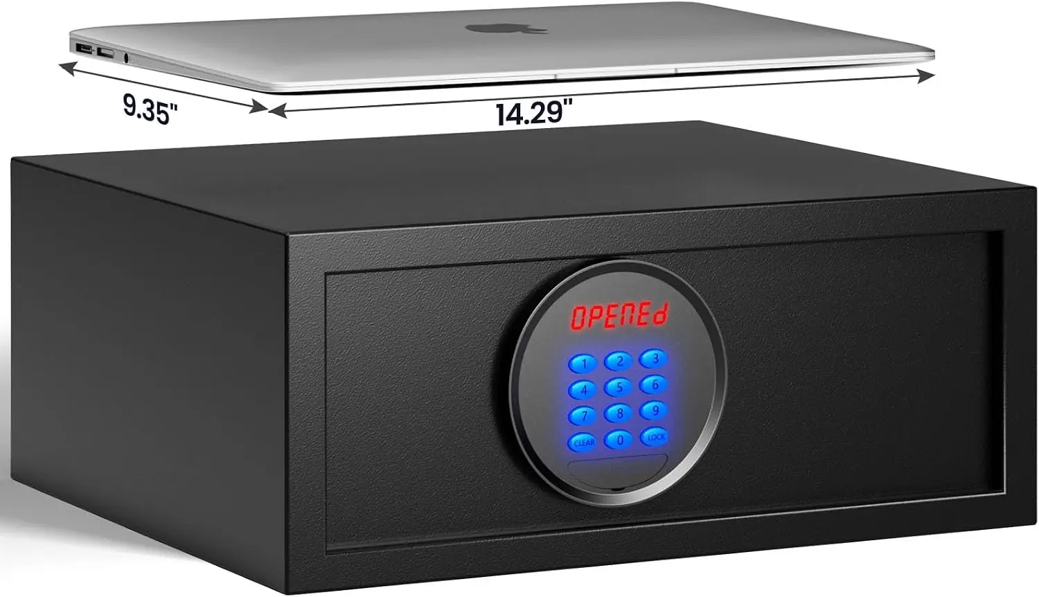 19.4 lb Hotel & Dorm Safe Box with Admin Password, Laptop Safe | Guest & Admin Passwords, Silent Mode, Hidden Password Entry, Ba