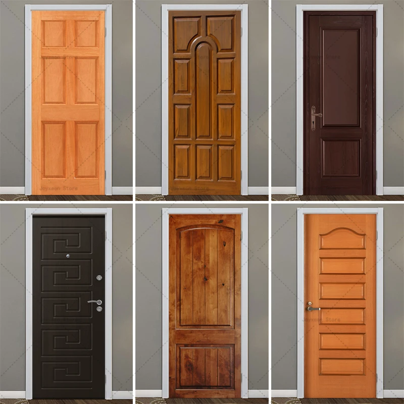 

3D Retro Carved Wooden Door Stickers Chinese Home Decoration Wallpaper Peel Off Waterproof Self-adhesive Stickers