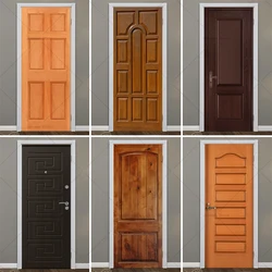 3D Retro Carved Wooden Door Stickers Chinese Home Decoration Wallpaper Peel Off Waterproof Self-adhesive Stickers