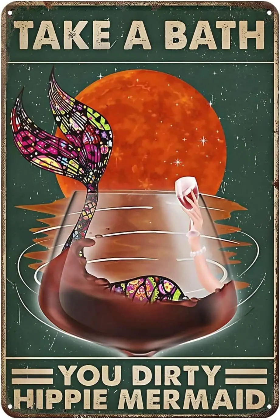 M1, letrero de Metal divertido, sirena, tomar un baño, Hippie, sirena, vino, decoración Retro, letrero artístico, hogar, cocina, Bar, cafetería, Club, cueva, decoración de pared