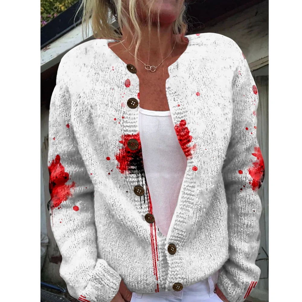 

Autumn Winter Knitted Cardigan Women Sweater halloween Vintage Sweaters Knit Top Fashion Casual Chic Jumpers Streetwear Gift