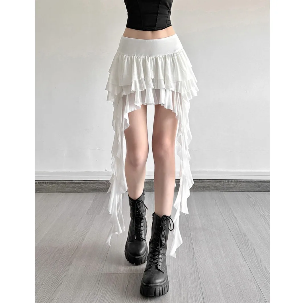 

High Waist Layered Me Skirt Women's Sle Casual Unusual ort Skirt Summer New Arrival Ele Slimming Chiffon Skirt
