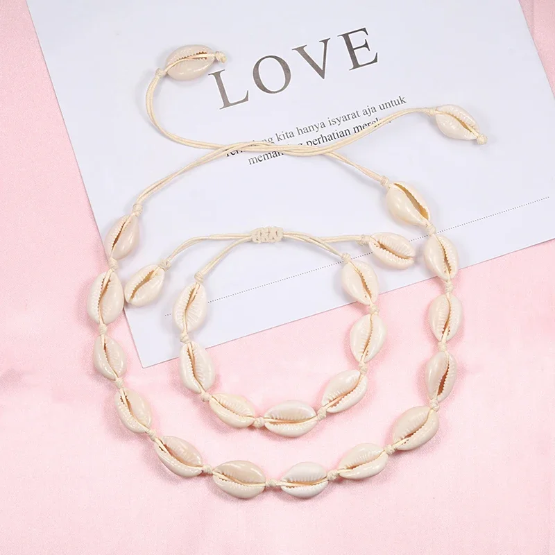 Bohemian shell fashion summer beach jewelry cowrie choker necklace vintage shell charm chain necklace for women girls