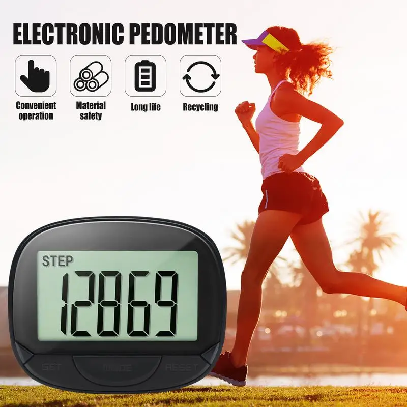 Pedometer For Walking Step Counter With Built-in Clip Portable Pedometer With Back Clip & Clock Function Accurate Step Calorie