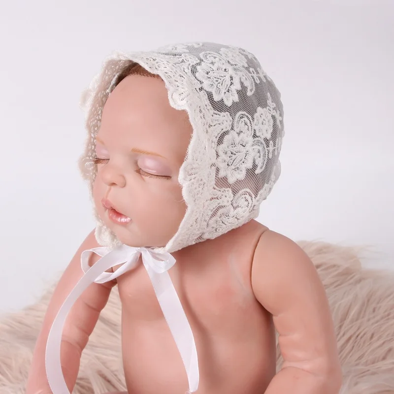 

17x14 см детские кружевные шапки для фотосессии, милые мягкие шапки для новорожденных, реквизит для фотосессии, однотонные головные уборы для девочек и детей