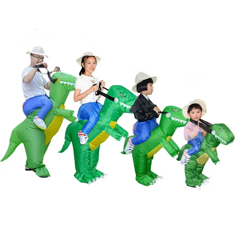 Green Dinosaur Costume Kids Purim Cosplay Ride Inflatable Costumes Halloween Carnival Party Adult Animal Birthday NM34