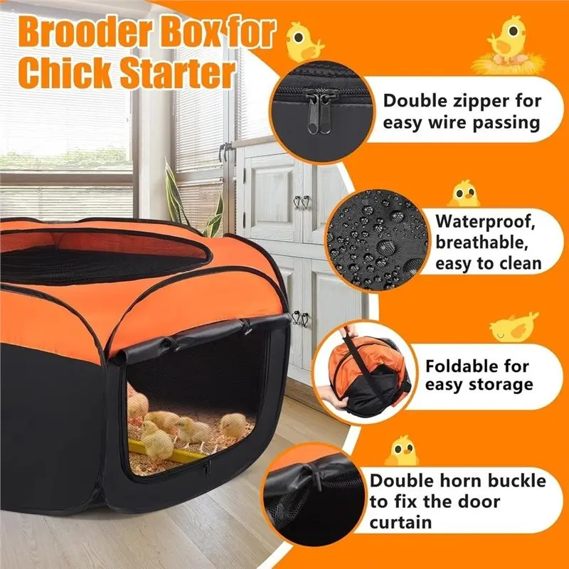 A93E-1Set Chick Brooder Starting Kit, Chick Brooder Pen, Pet Crate Pen, With Sliding Door,Brooder Box