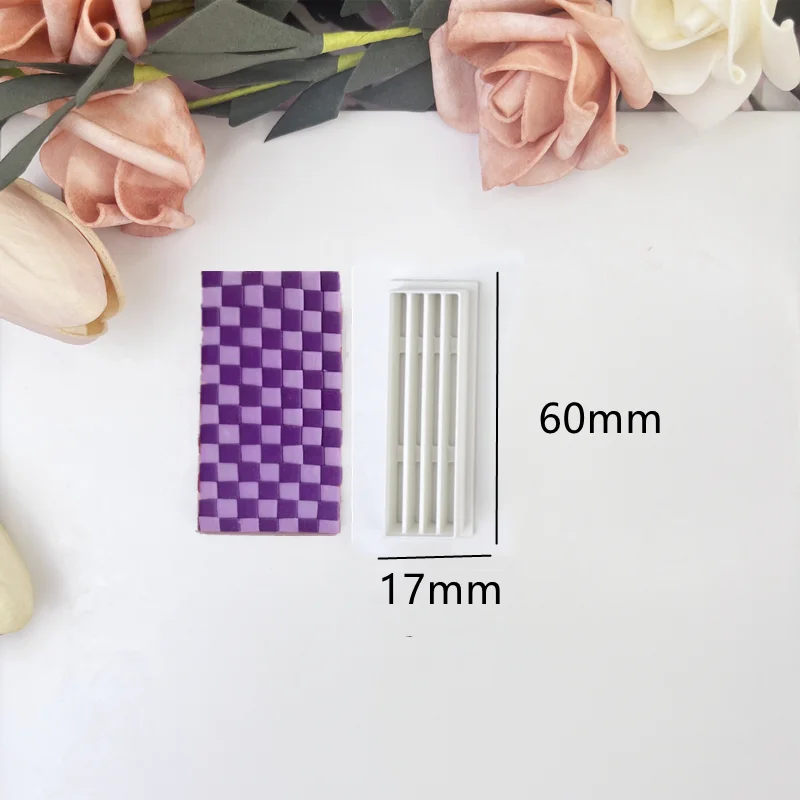 Checkerboard Polymer Clay Bar Cutting Mold Soft Pottery Cutters DIY Lattice Stripe Ceramics Earring Pressed Lines Making Tools