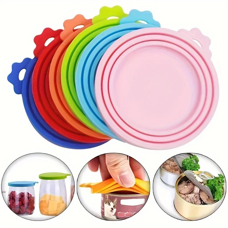 1pc  3 In 1 Pet Food Can Silicone Cover Dogs Cats Storage Tin Cap Lid Seal Cover Pet Supplies Suitable For 8.5cm/7.5cm/6.5cm