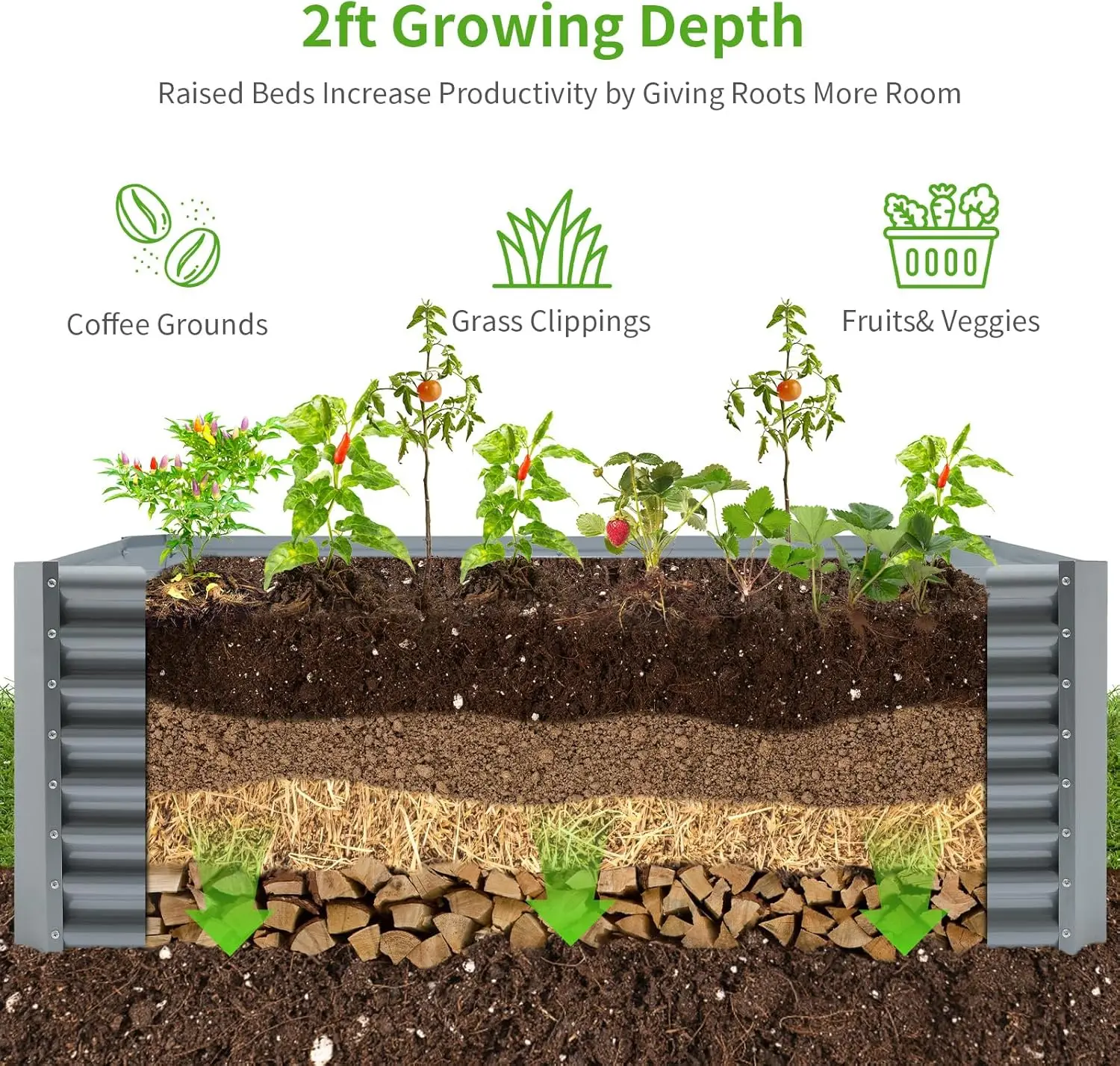 6 × 3 × 2 قدم صناديق زراعة سرير الحديقة المرتفعة في الهواء الطلق سرير الحديقة المرتفعة في الهواء الطلق للخضروات والزهور والأعشاب 269 جالون م #3