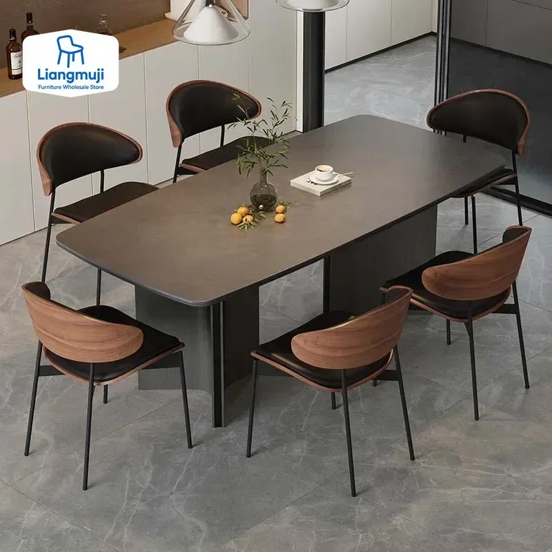 

Metal Black Dining Table Rectangular Italian Modern Living Room Table Restaurant Luxury Design Mesa De Comedor Kitchen Furniture