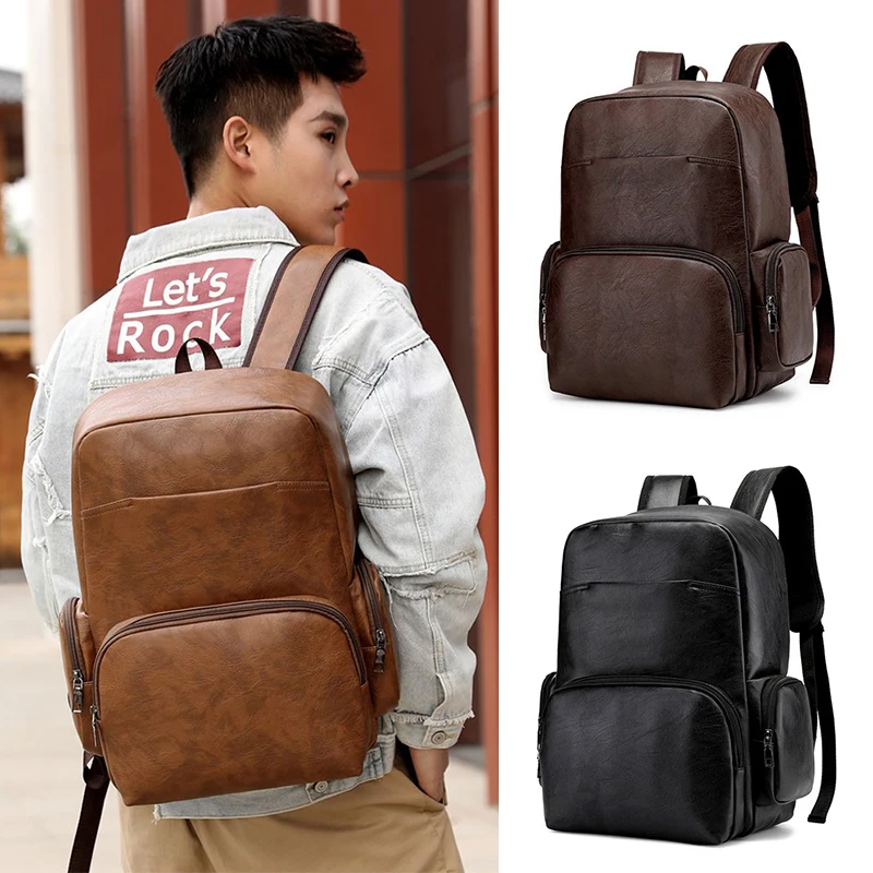 PU Leather Men\'S Backpack Executive Briefcase PC Office Casual Travel Laptop Office Waterproof Business Anti-Theft Back Pack