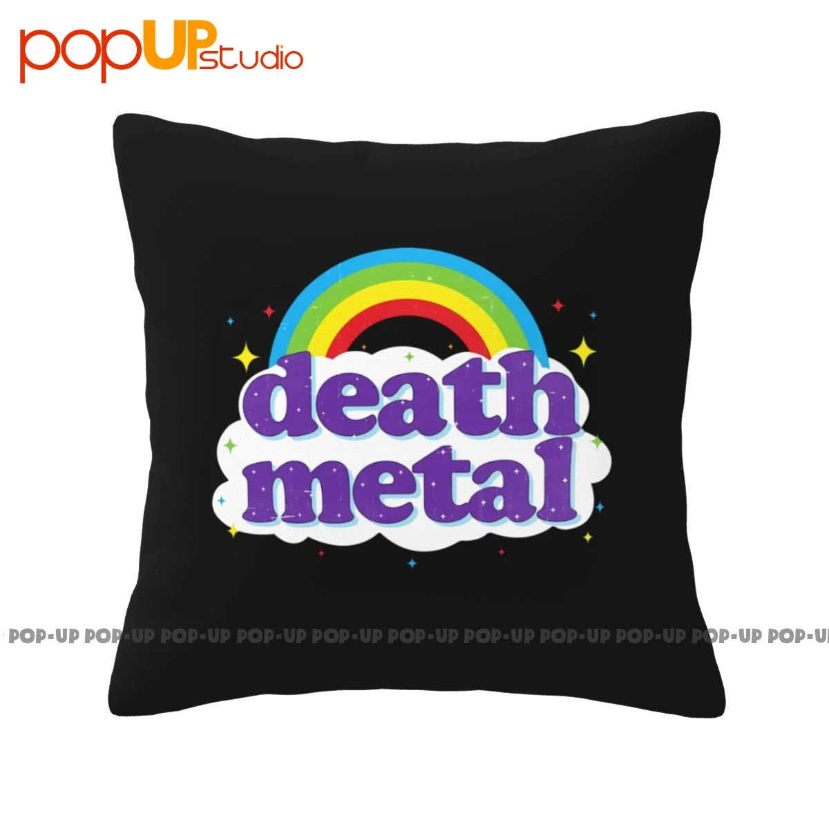 Print Death Metal Pink Rainbow Rock Pillowcase Throw Pillow Cover Vintage Anti-Mite Brief Style