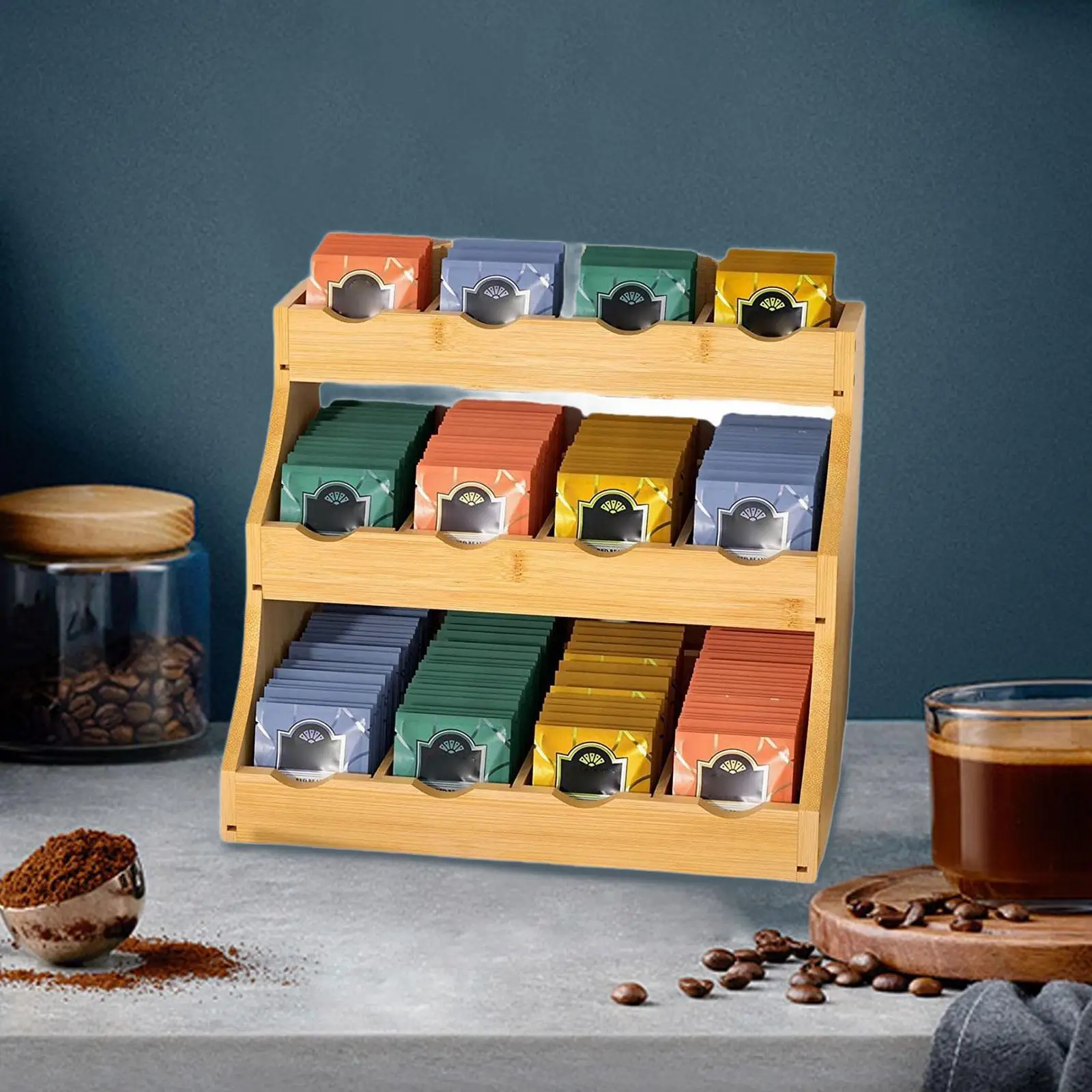 Tea Bag Organizer Seasoning Rack Coffee Bar Station Coffee Pod Holder Condiment Storage Stand for Kitchen Break Rooms Counter view 5