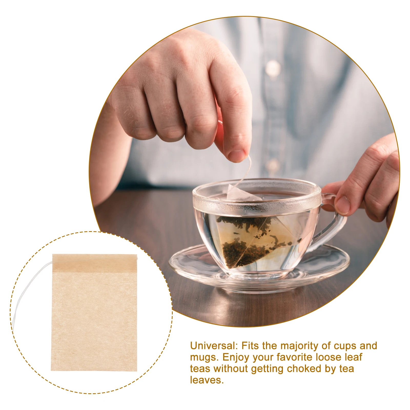

100pcs Tea Bags For Loose Leaf 5X7Cm Drawstring Filter Paper Empty Pouches Food Grade Brew Coffee Herbs Potpourri Kitchen Bar