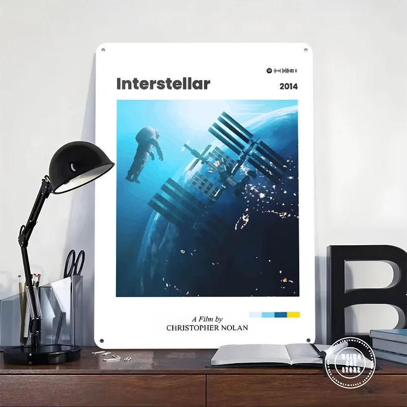 Interstellar Movie Poster Retro 3D Printed Metal Signs Customized Wall Hanging Gift for Bedroom Decoration Room Wand Deko Art